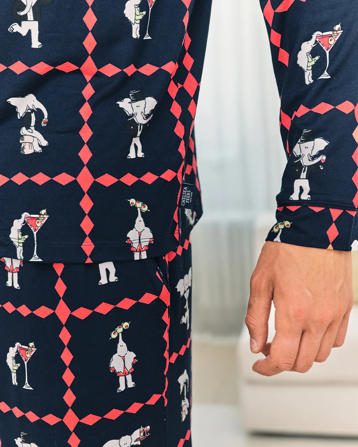 After Hours Elephants Print Long Pyjama Set - Image 4