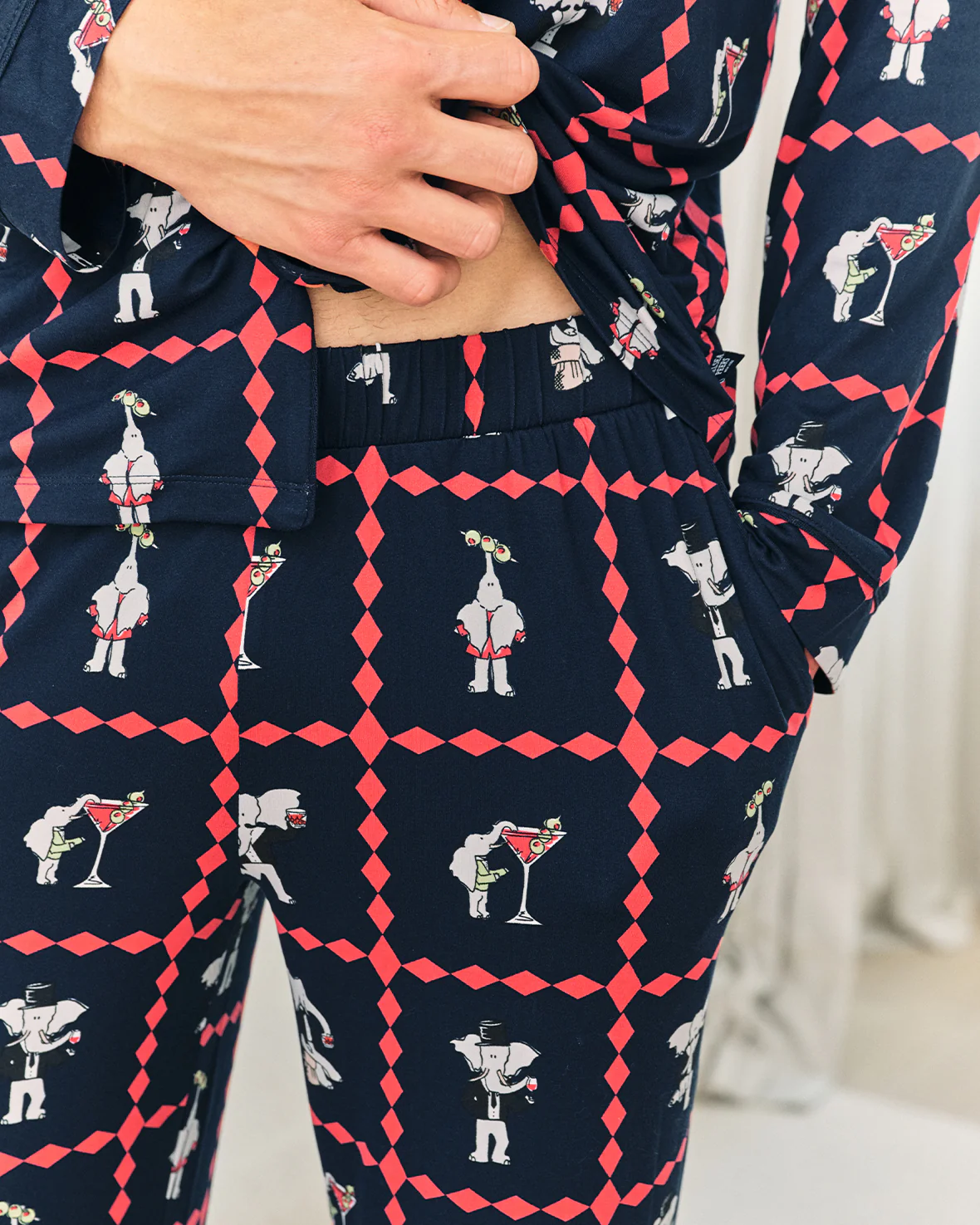 After Hours Elephants Print Long Pyjama Set - Image 5
