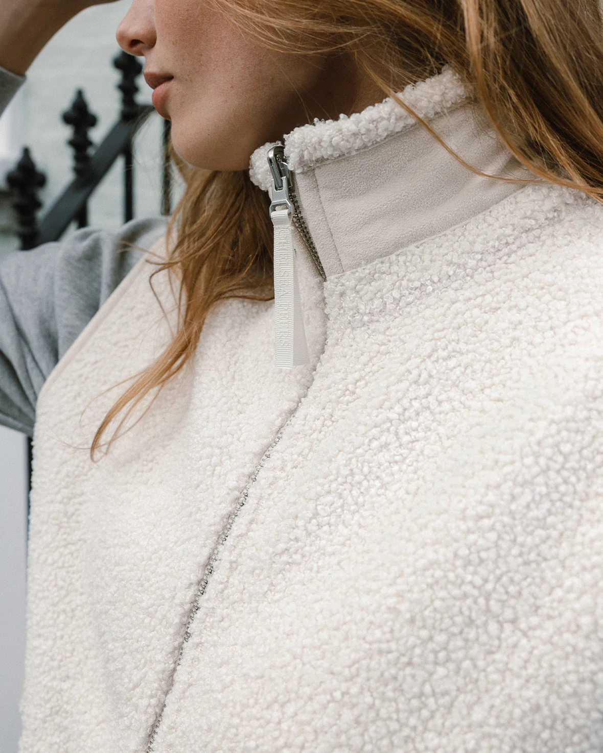 Borg Fleece Reversible Gilet - Cream - Image 5