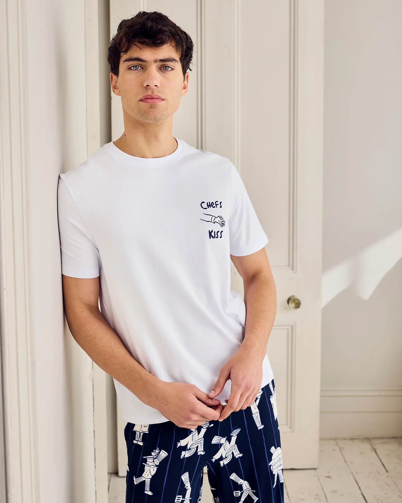 Chef Stripe Print Crew Long Pyjama Set - Image 2
