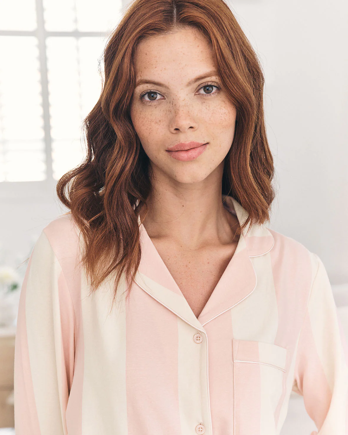 Organic Cotton Stripe Long Pyjama Set - Dusky Pink - Image 6