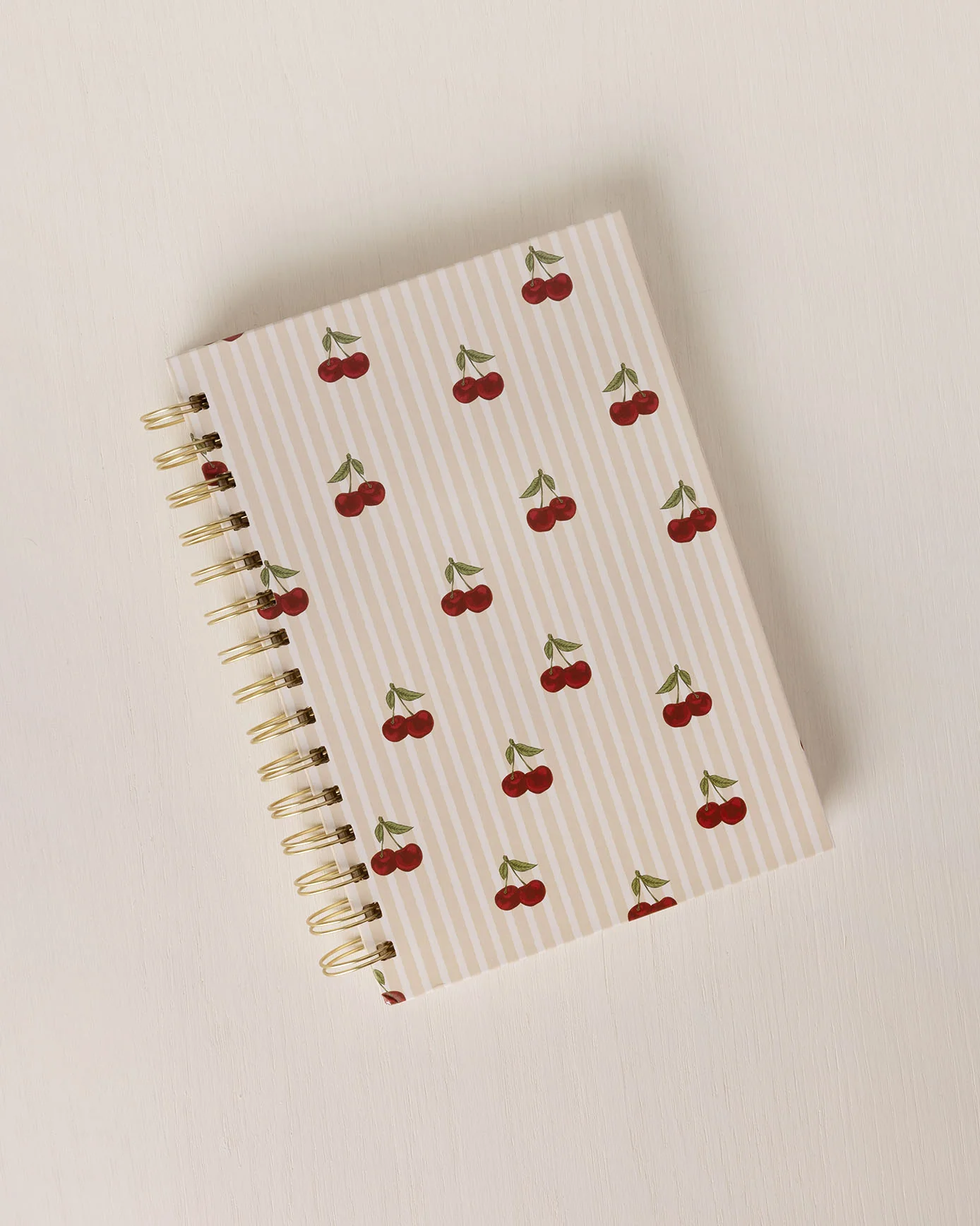 Cherry Stripe Print Hardback Spiral Lined Notebook
