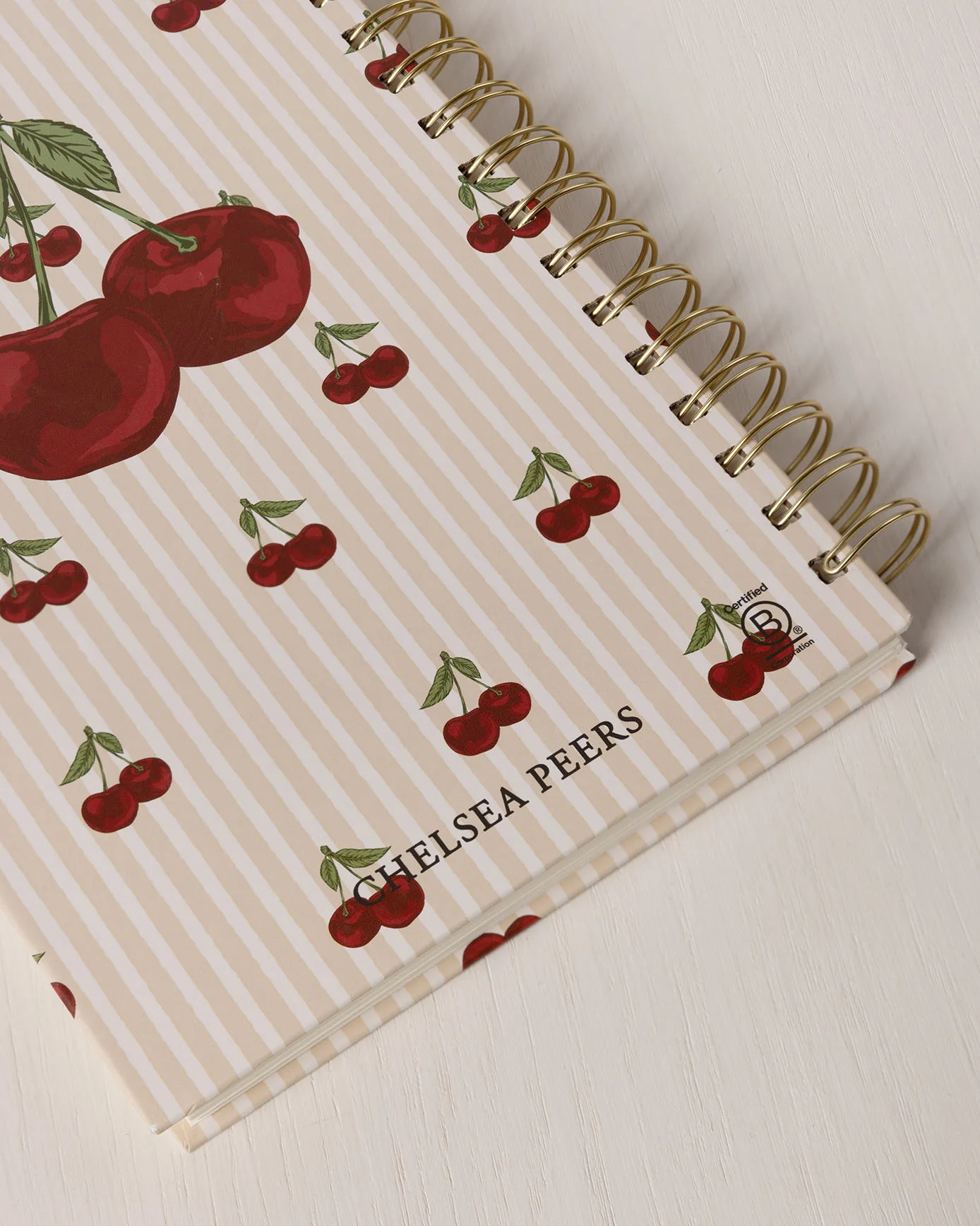 Cherry Stripe Print Hardback Spiral Lined Notebook - Image 3
