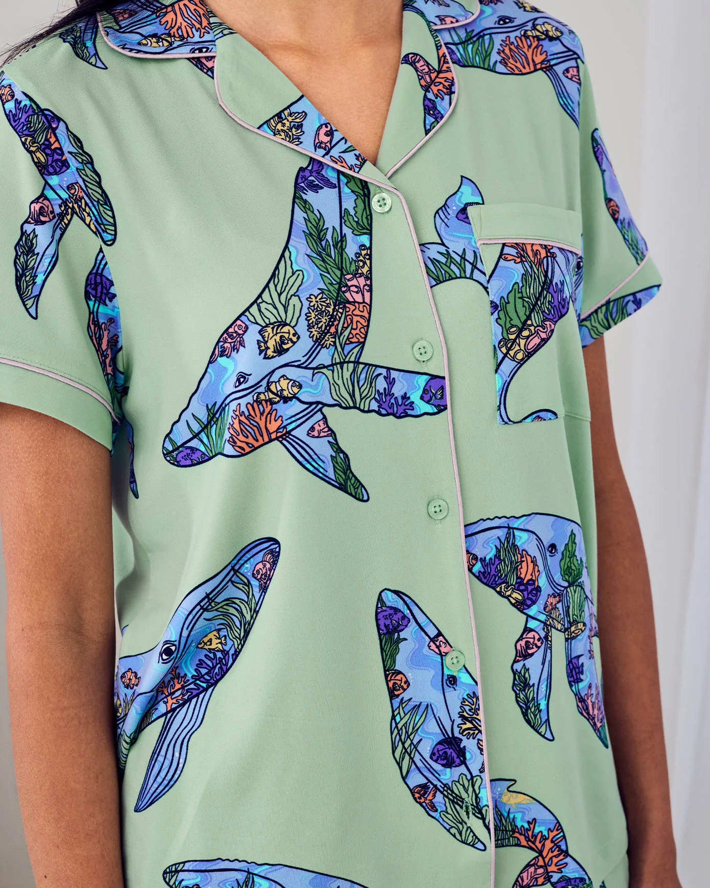 Coral Whale Print Short Pyjama Set - Image 2