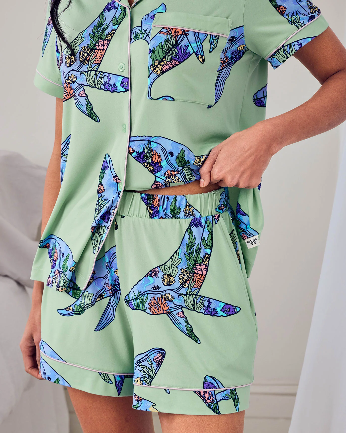 Coral Whale Print Short Pyjama Set - Image 3