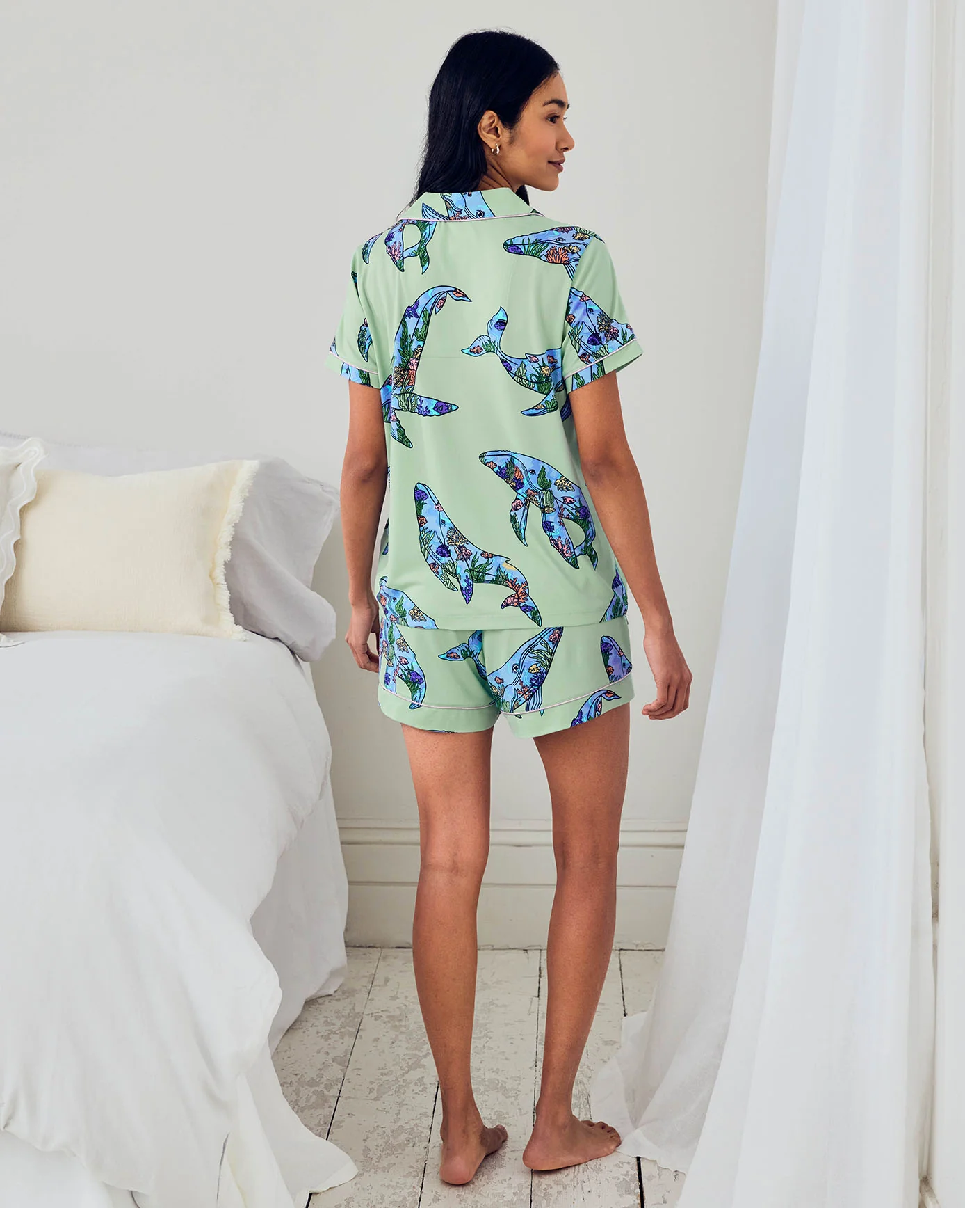 Coral Whale Print Short Pyjama Set - Image 4