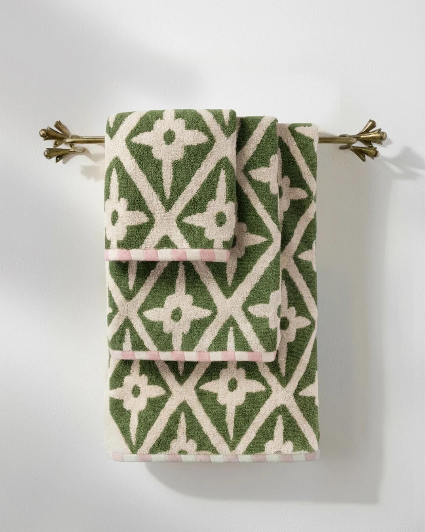 Cotton Geometric Garden Print Towel