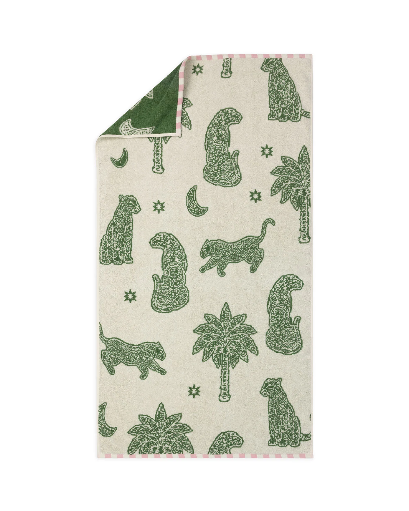 Cotton Midnight Leopard Print Towel - Green - Image 5