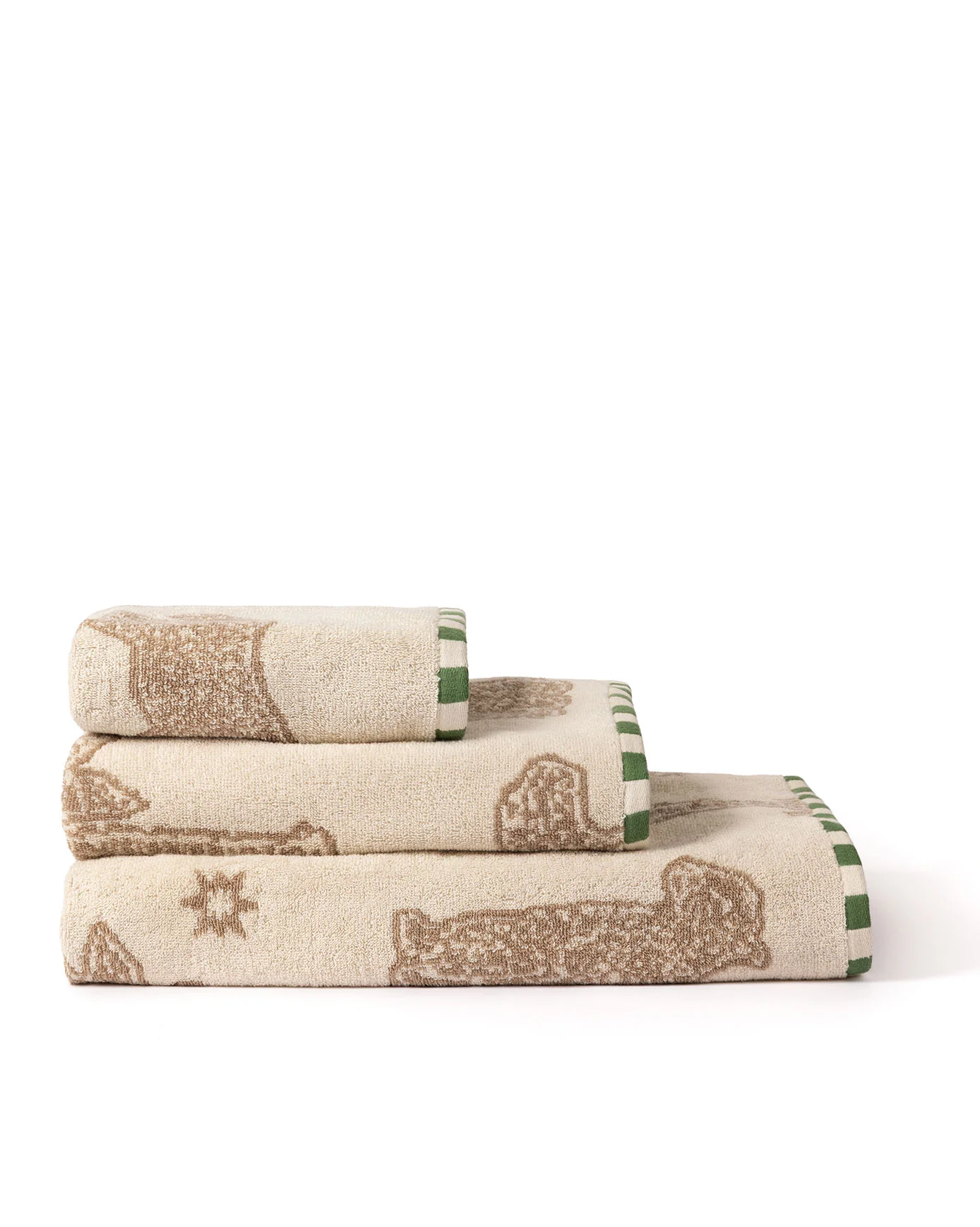Cotton Midnight Leopard Print Towel - Taupe - Image 2