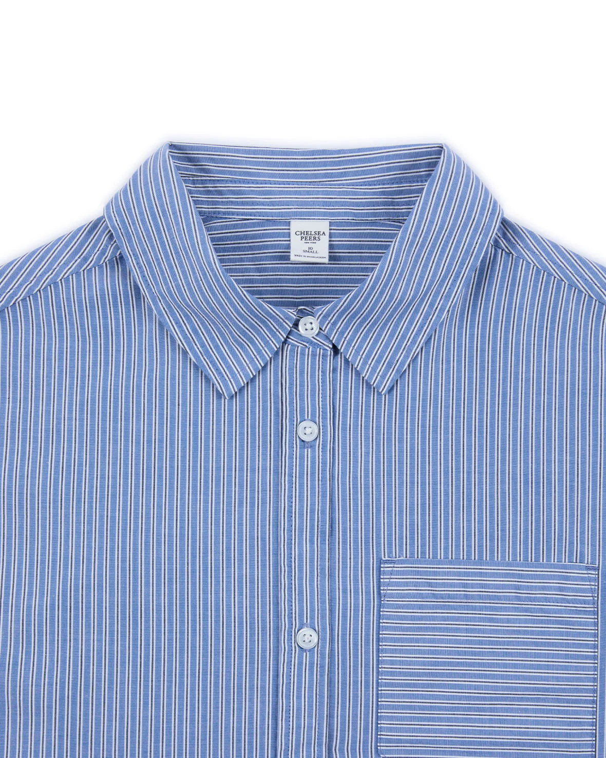 Cotton Poplin Stripe Boyfriend Shirt - Blue - Image 4