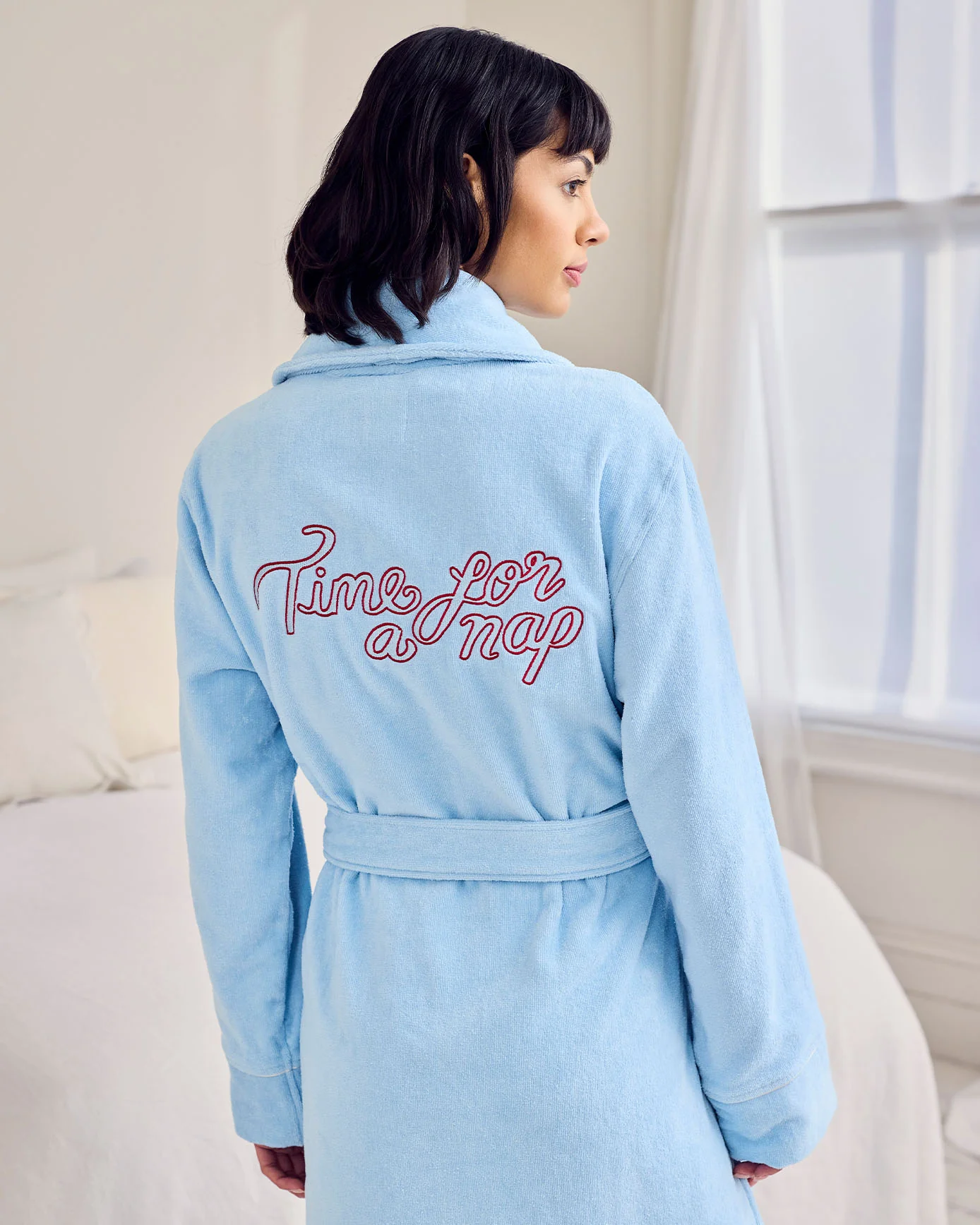 Cotton Towelling Embroidered Time For A Nap Dressing Gown