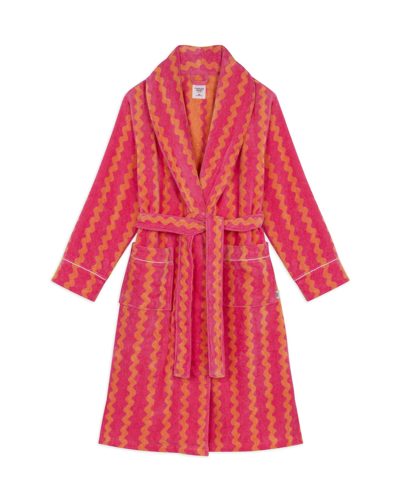 Cotton Towelling Sunset Wavy Stripe Dressing Gown - Image 7