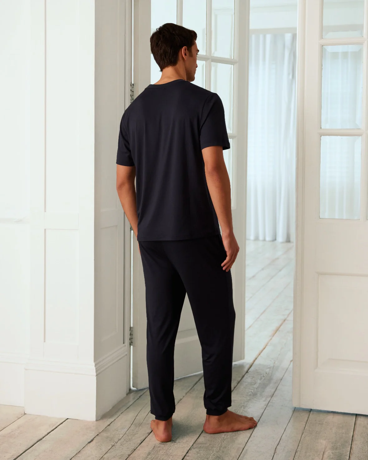 Crew Neck Long Pyjama Set - Navy - Image 6