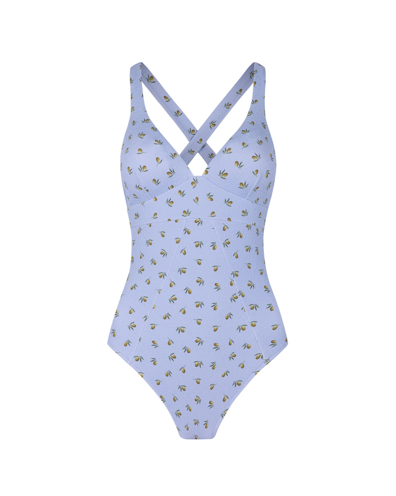Crinkle Ditsy Olive Print Cross Back Swimsuit - Image 5