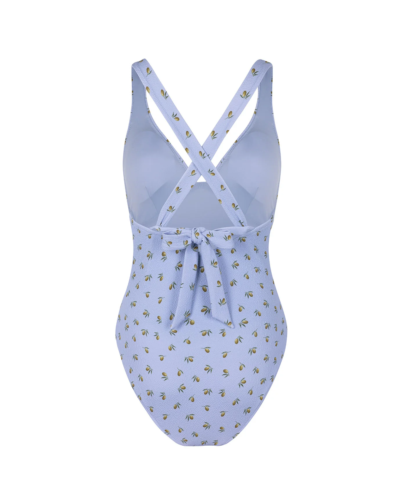 Crinkle Ditsy Olive Print Cross Back Swimsuit - Image 6