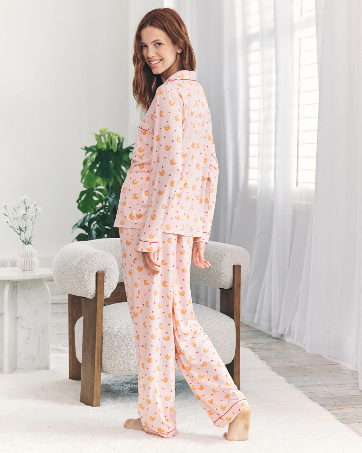Croissant Print Long Pyjama Set - Image 2
