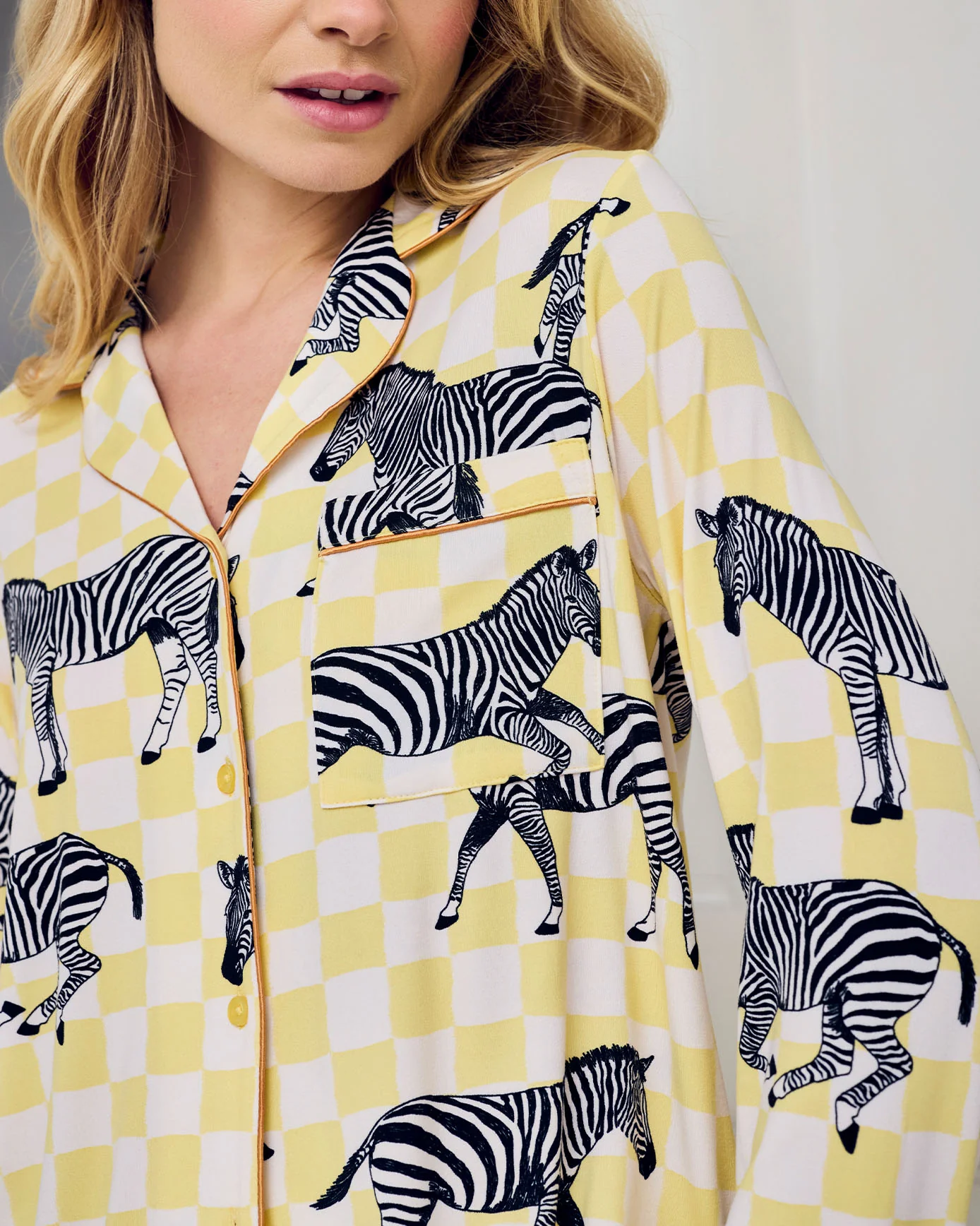 Petite Zebra Checkerboard Print Long Pyjama Set - Image 5