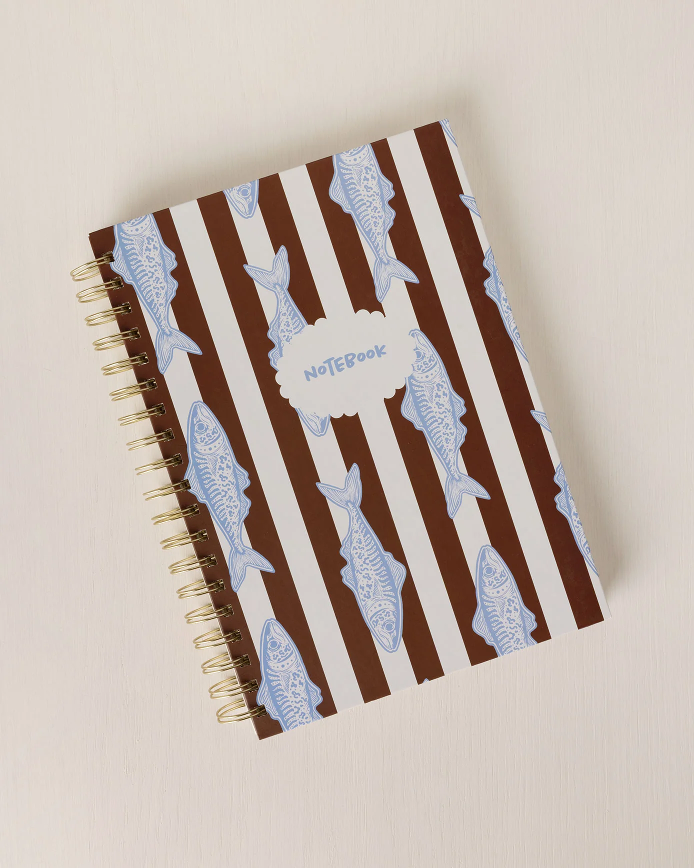 Fishing Stripe Print Hardback Spiral Lined Notebook