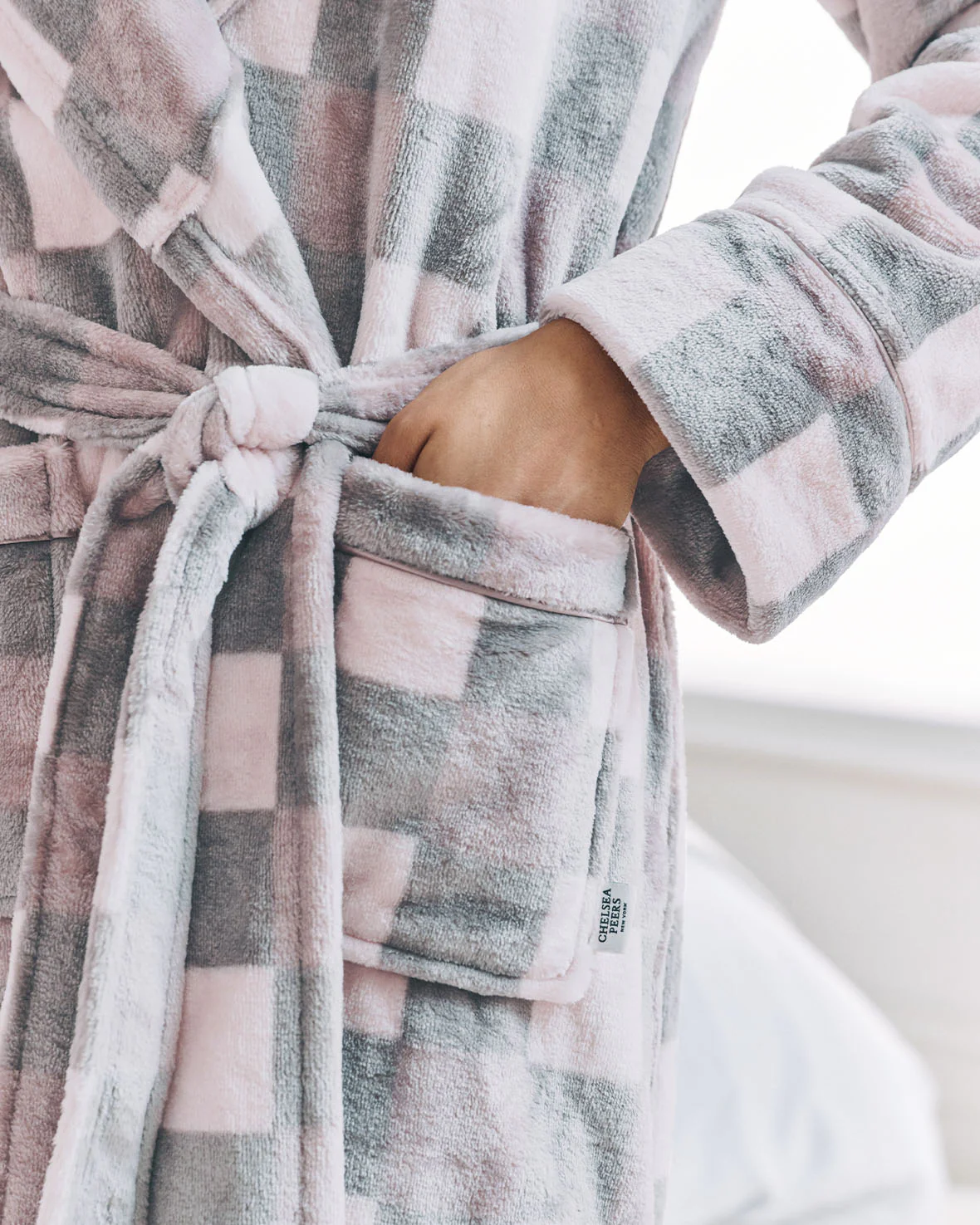 Fleece Check Hooded Dressing Gown - Image 4