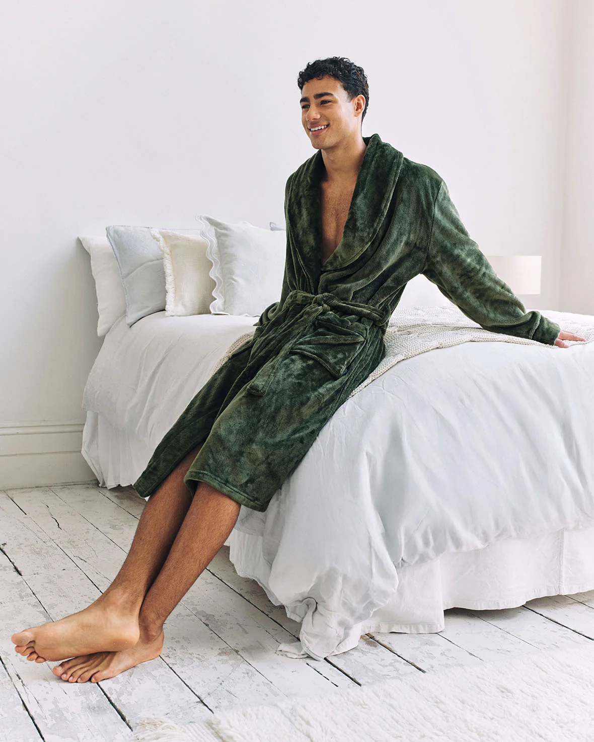 Fleece Dressing Gown - Khaki