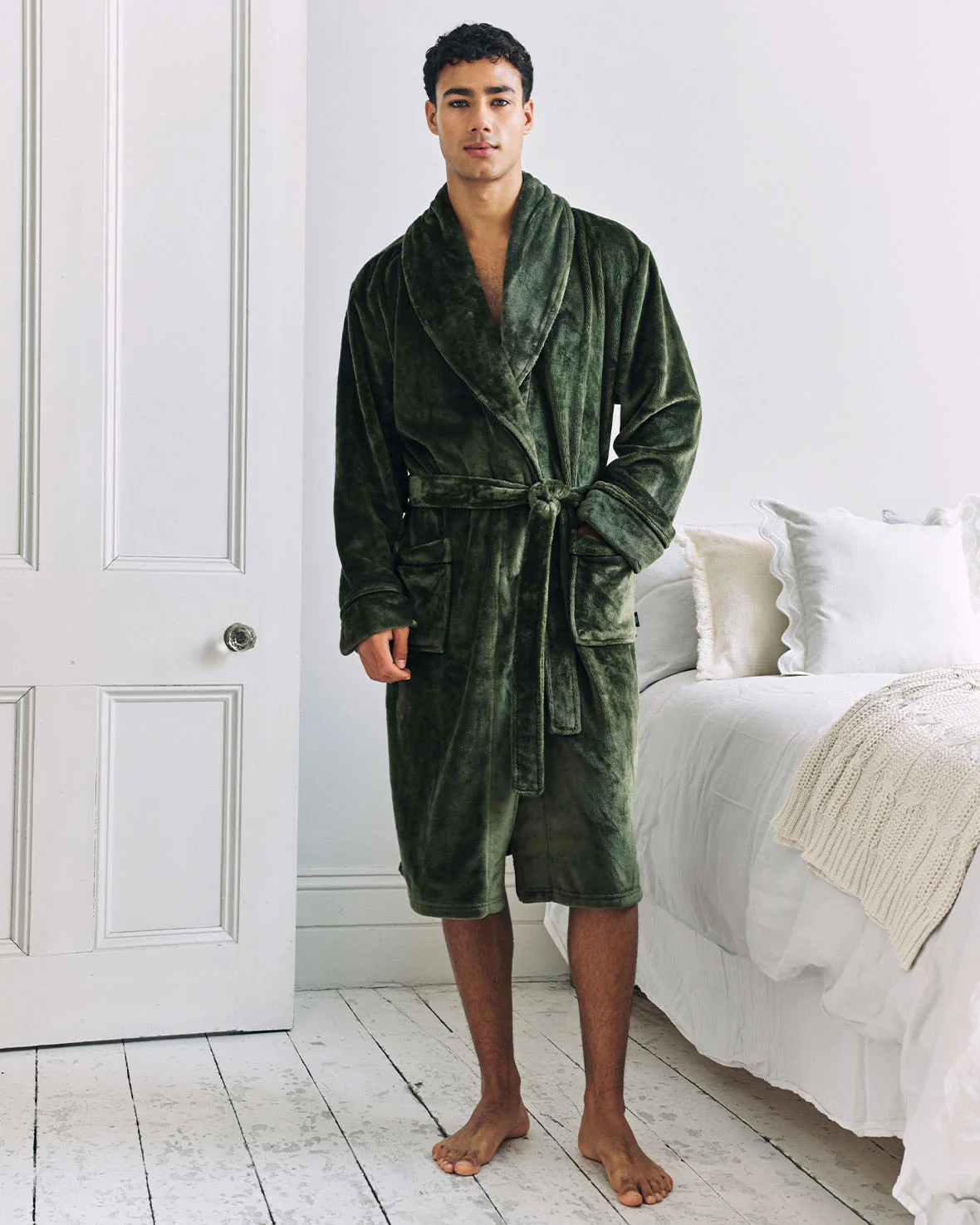Fleece Dressing Gown - Khaki - Image 2