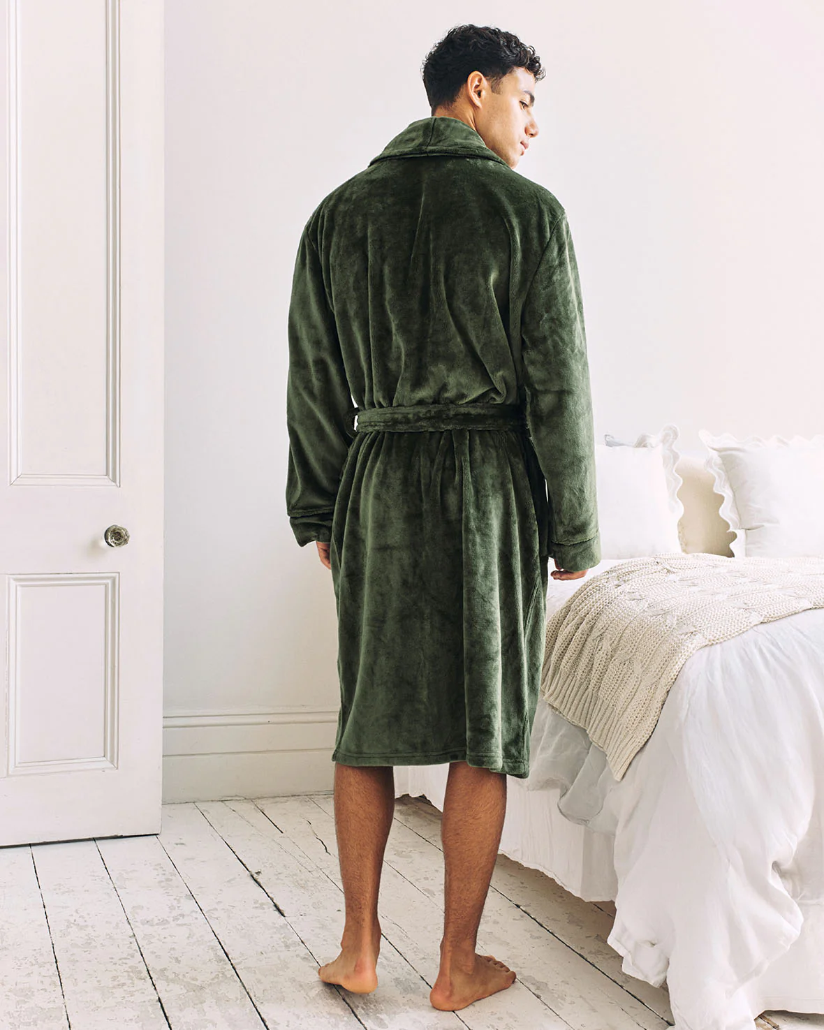 Fleece Dressing Gown - Khaki - Image 5