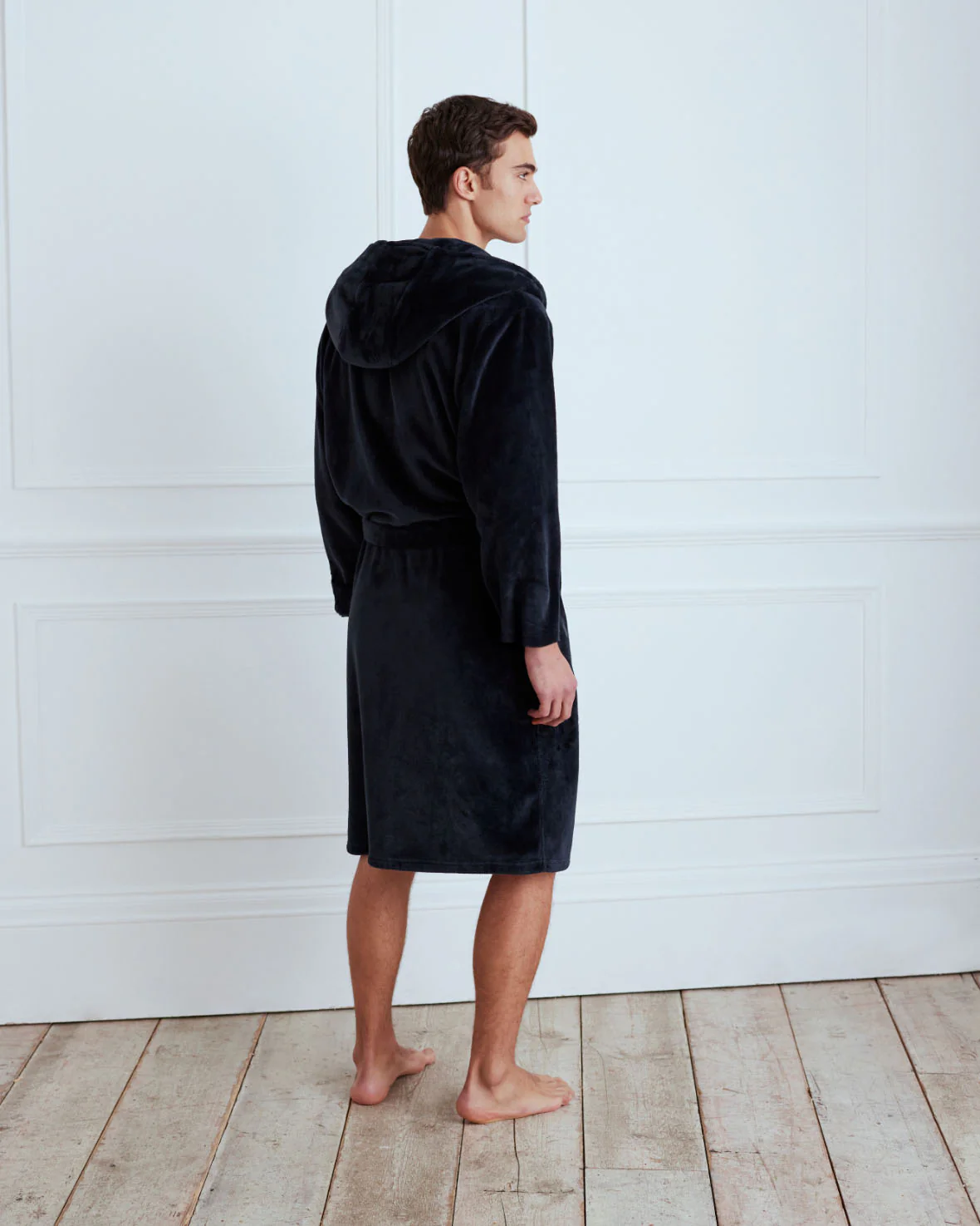 Fleece Hooded Dressing Gown - Navy - Image 4