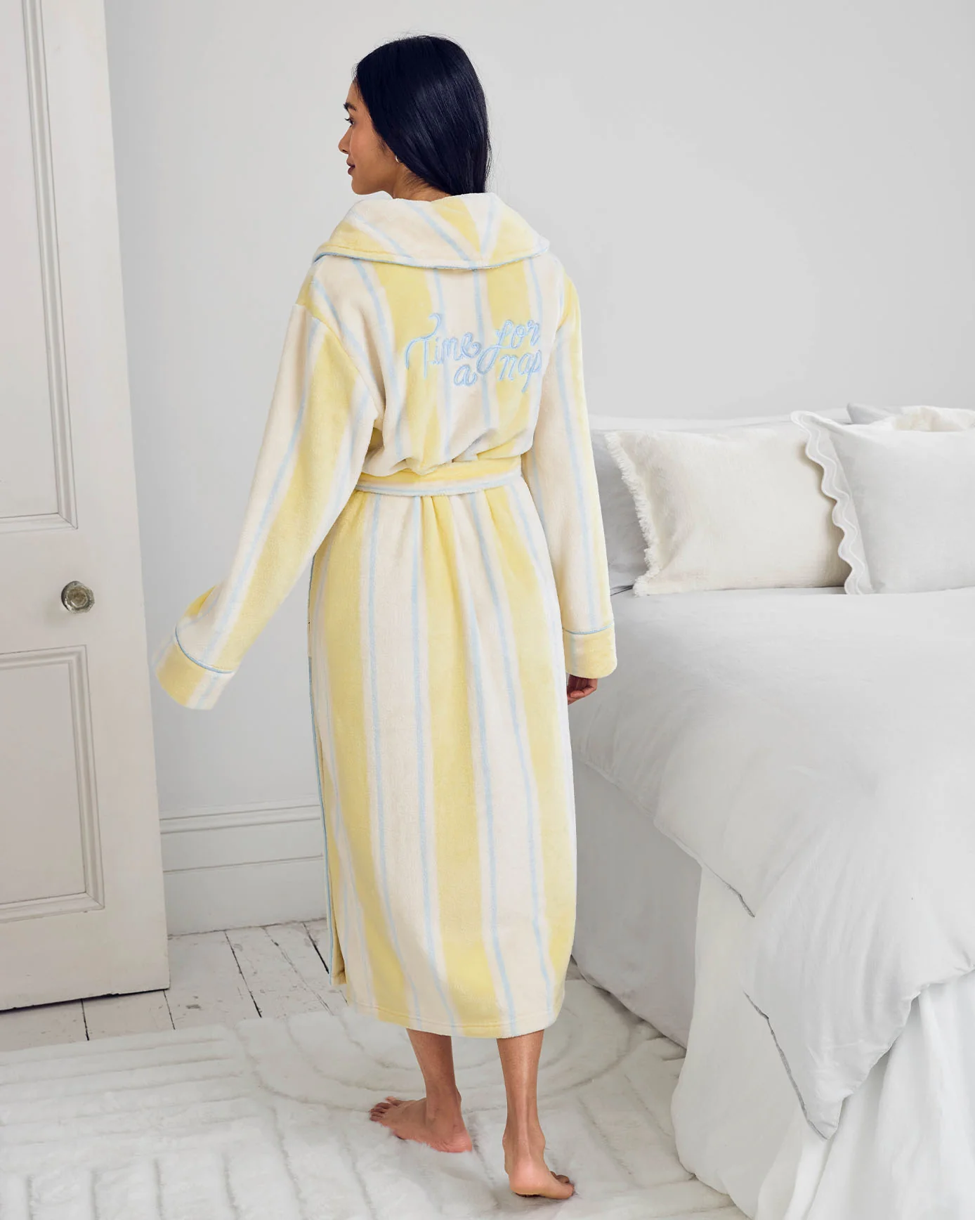 Fleece Embroidered Back Time for a Nap Dressing Gown