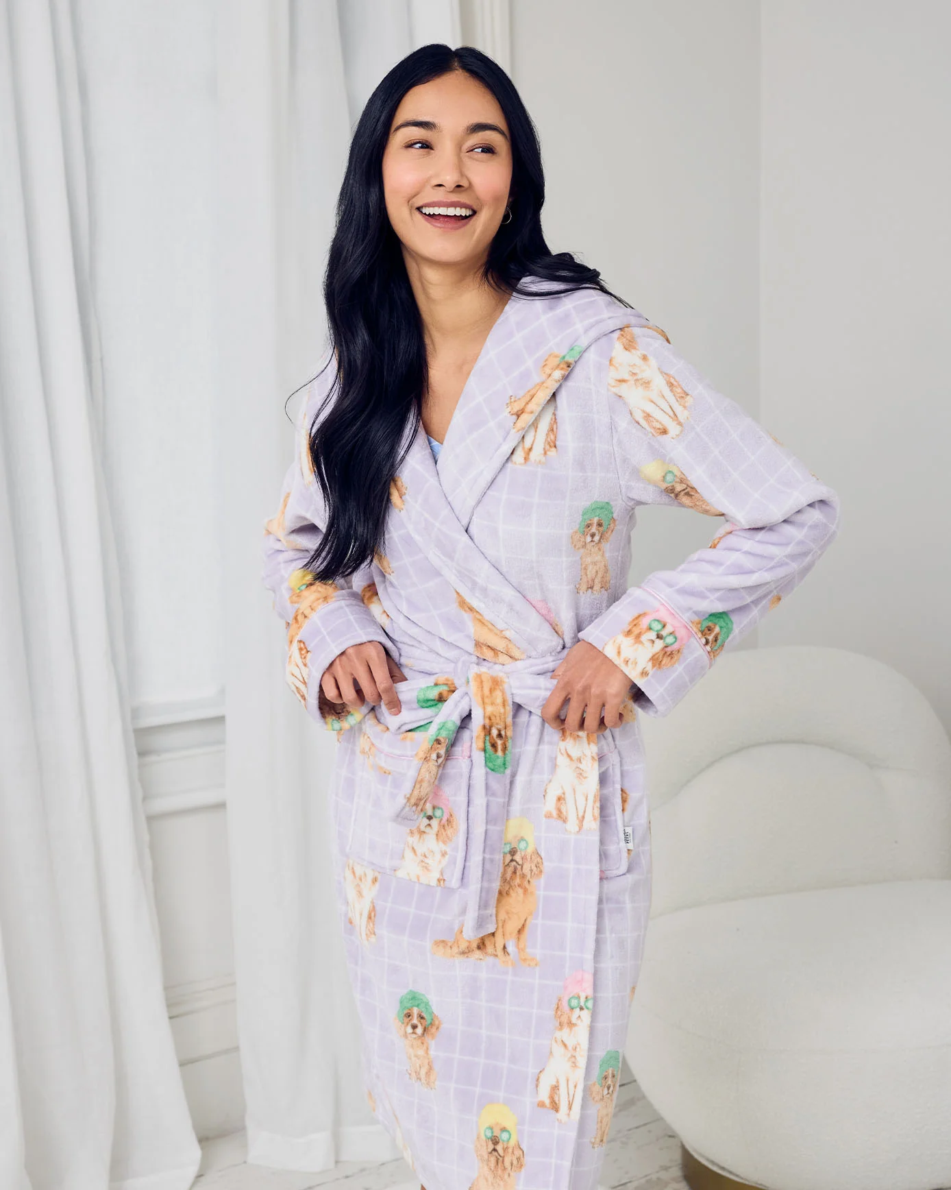 Fleece Spa Dogs Print Dressing Gown - Image 2