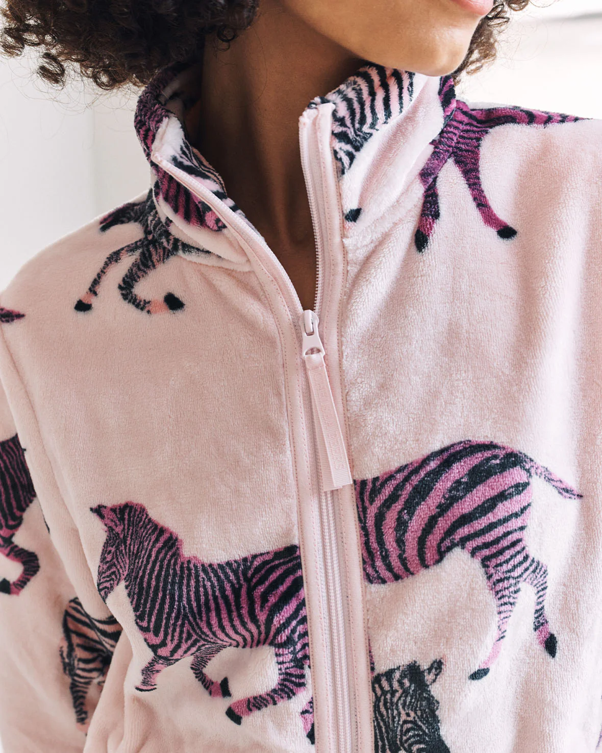 Fleece Zebra Print Jacket & Jogger Co-ord - Purple - Image 3