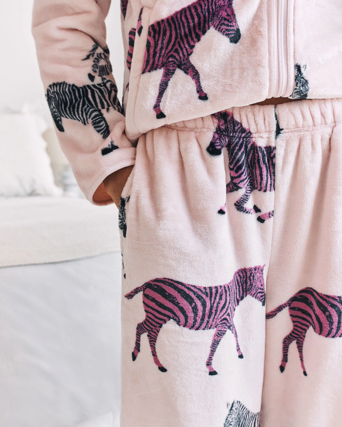Fleece Zebra Print Jacket & Jogger Co-ord - Purple - Image 4