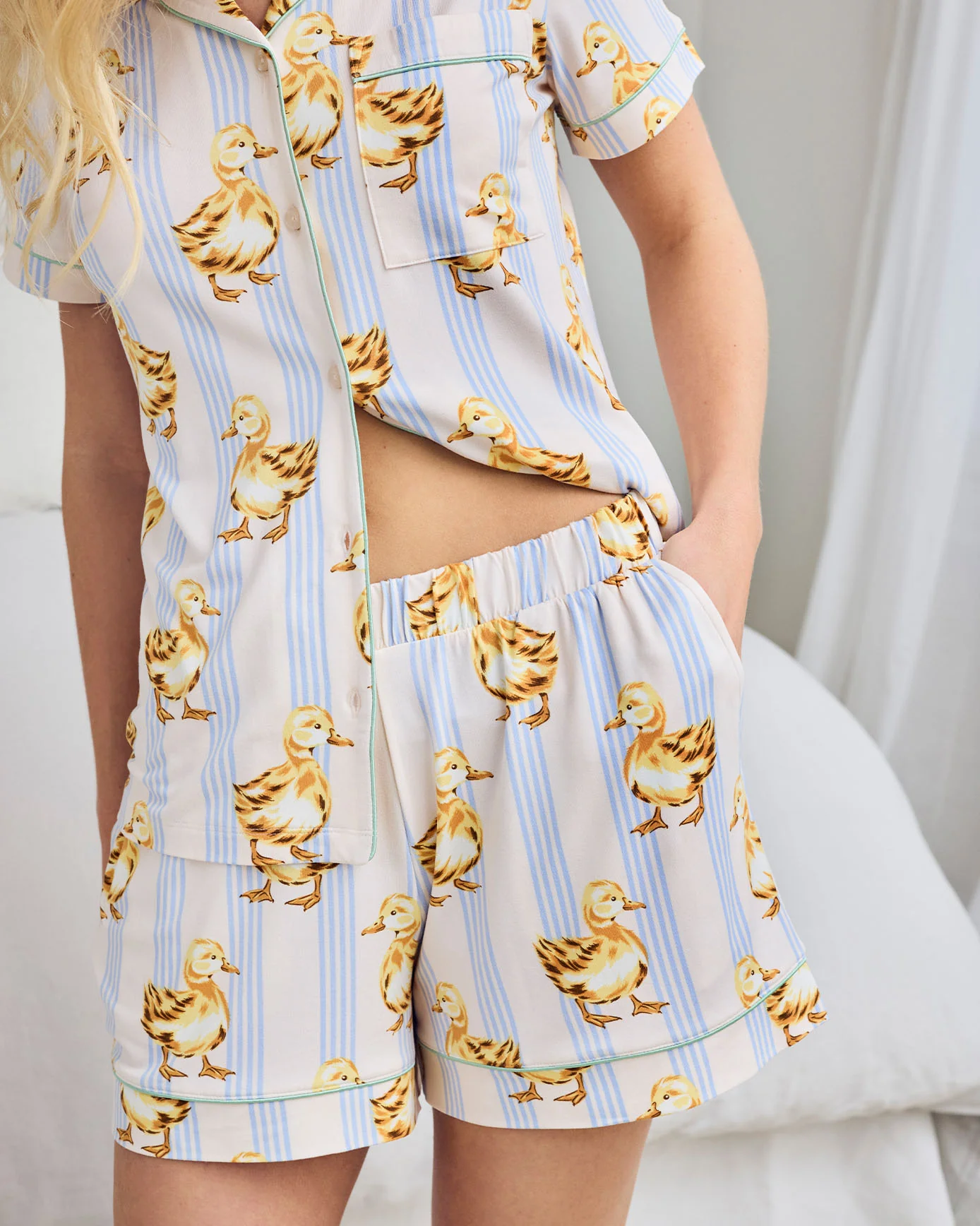 Fluffy Ducklings Stripe Short Pyjama Set - Image 4