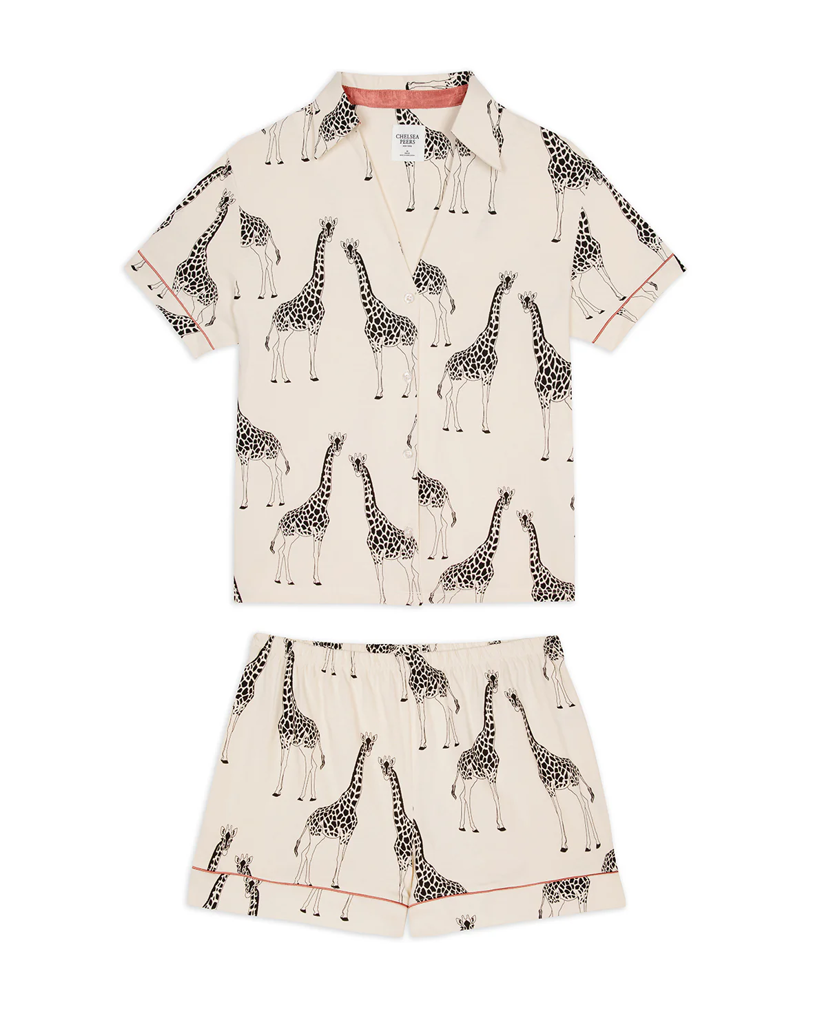 Organic Cotton Giraffe Print Short Pyjama Set - Cream - Image 6