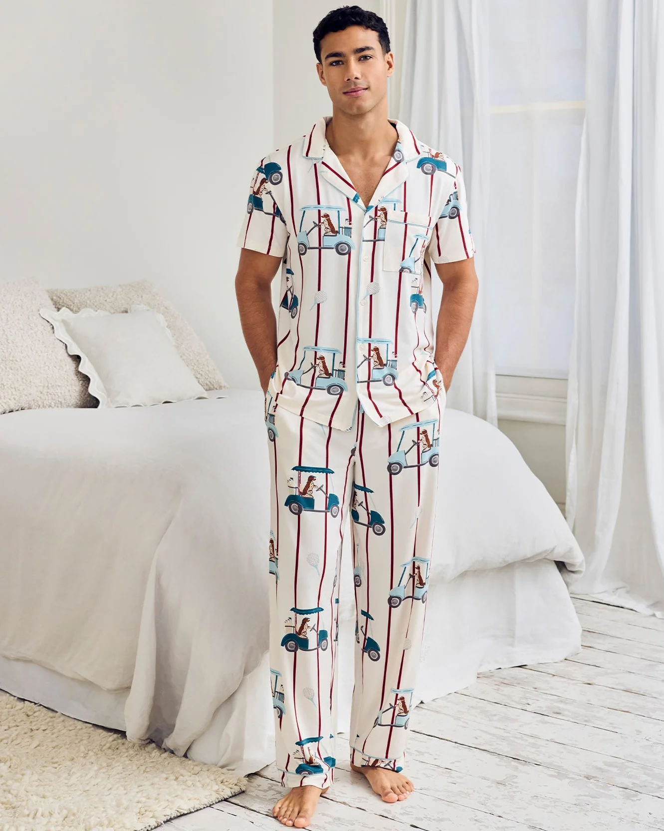 Golf Dogs Stripe Print Long Pyjama Set - Image 2