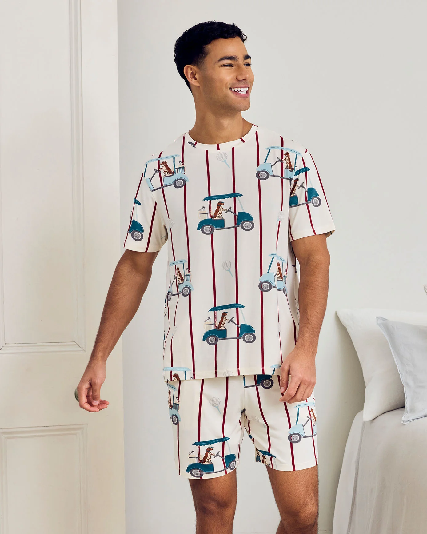 Golf Dogs Stripe Print Short Pyjama Set