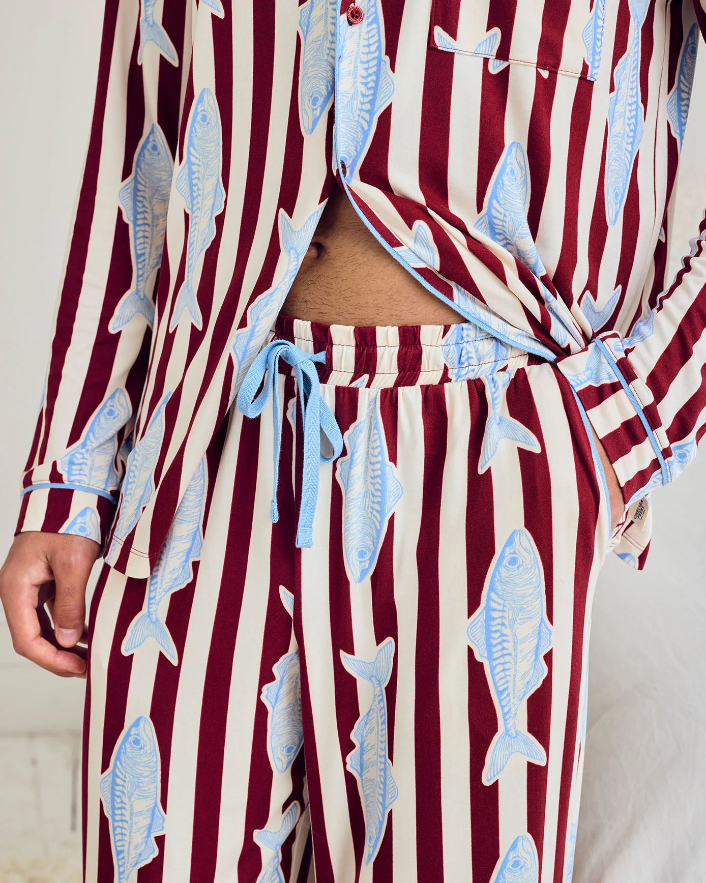 Gone Fishing Stripe Print Long Pyjama Set - Image 3