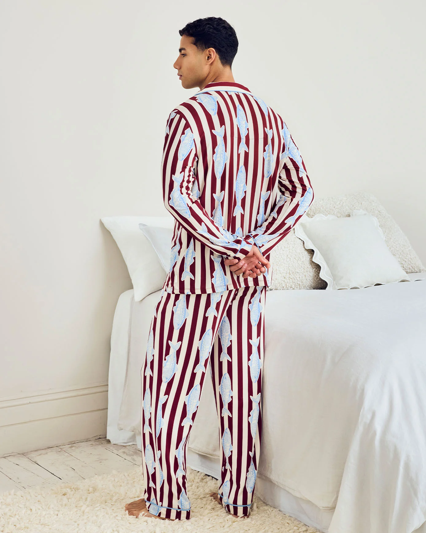 Gone Fishing Stripe Print Long Pyjama Set - Image 4