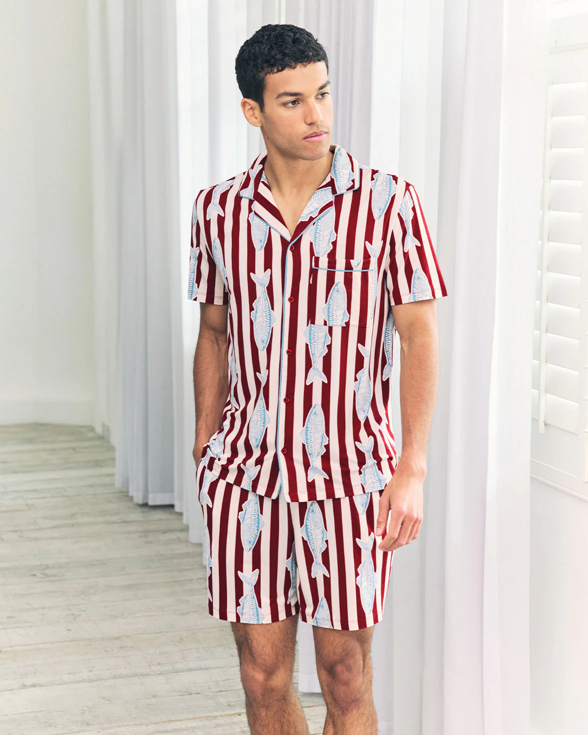 Gone Fishing Stripe Print Short Pyjama Set - Image 3