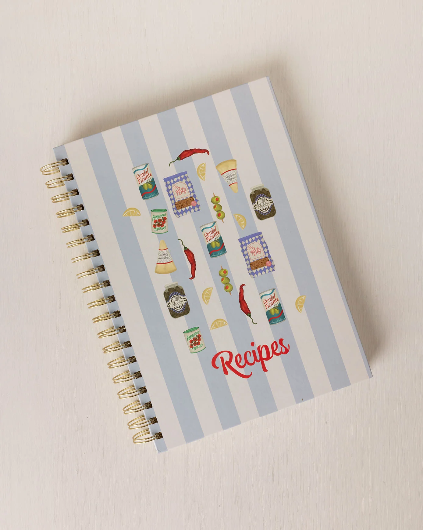 Deli Stripe Print Hardback Spiral Recipe Journal