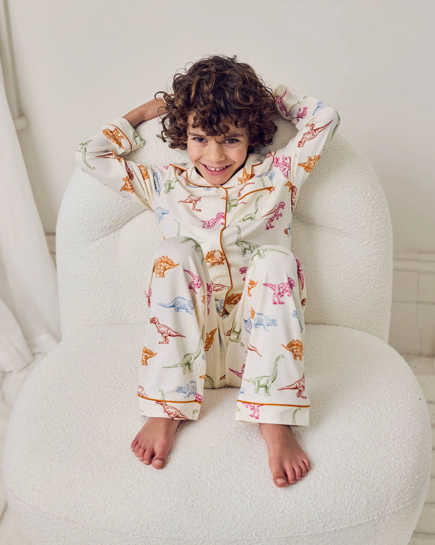 Kids Dinosaur Print Button Up Long Pyjama Set