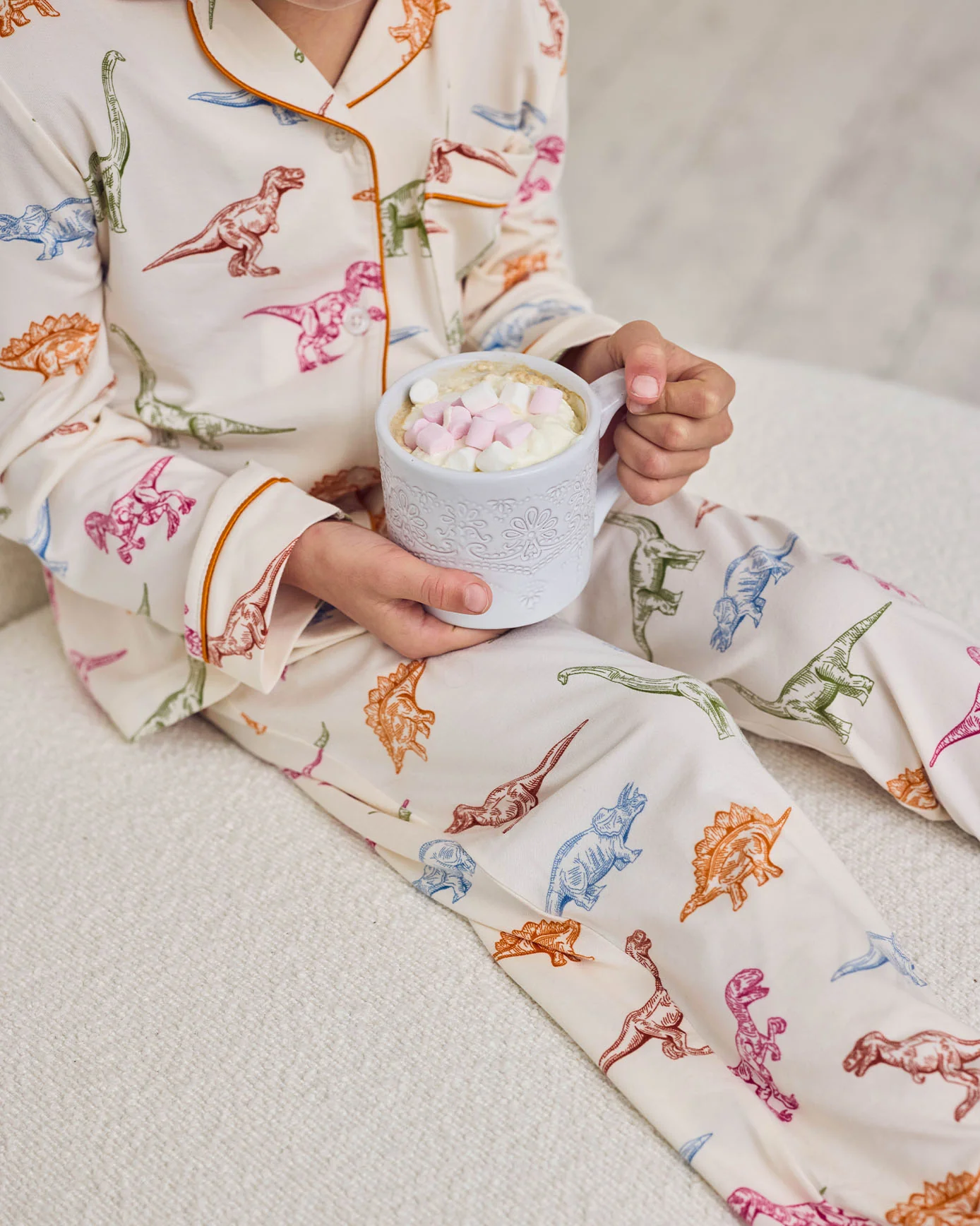 Kids Dinosaur Print Button Up Long Pyjama Set - Image 2