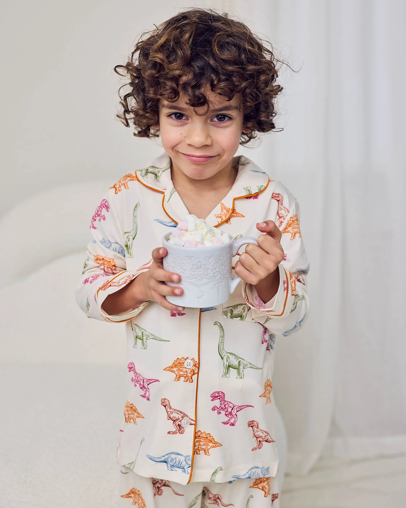 Kids Dinosaur Print Button Up Long Pyjama Set - Image 3