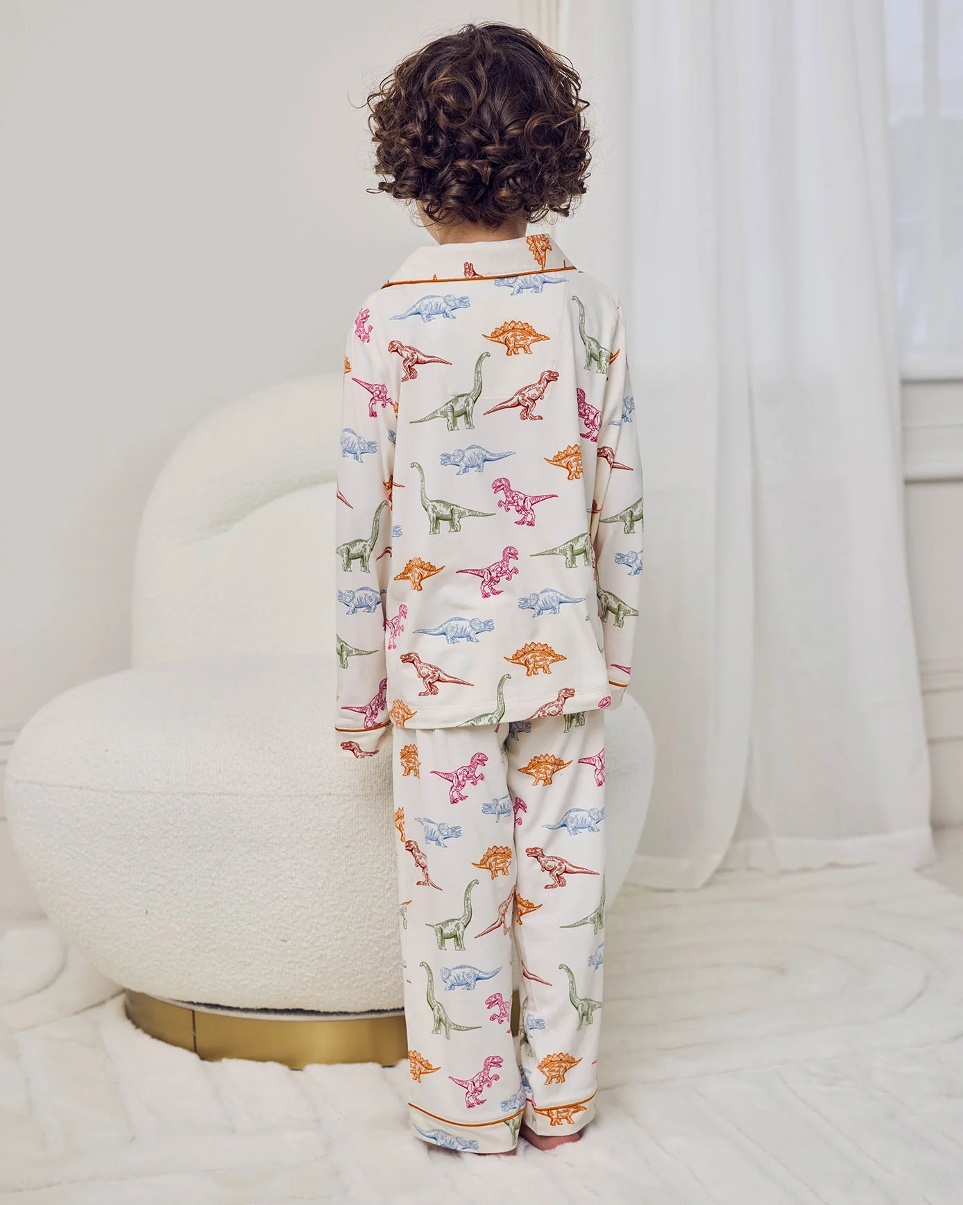 Kids Dinosaur Print Button Up Long Pyjama Set - Image 5