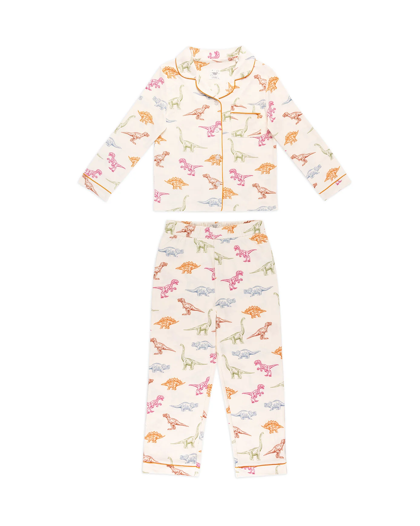 Kids Dinosaur Print Button Up Long Pyjama Set - Image 6