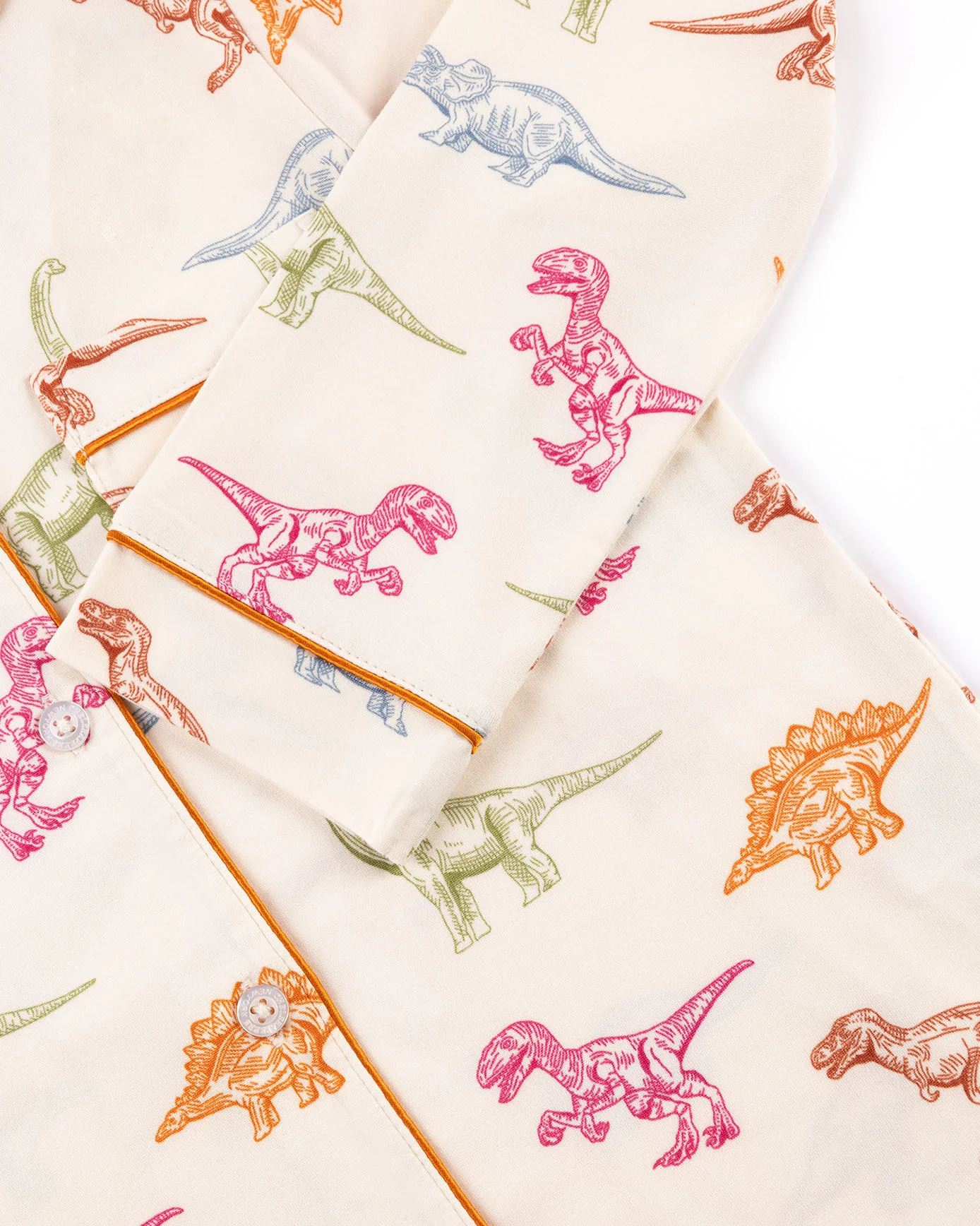 Kids Dinosaur Print Button Up Long Pyjama Set - Image 7