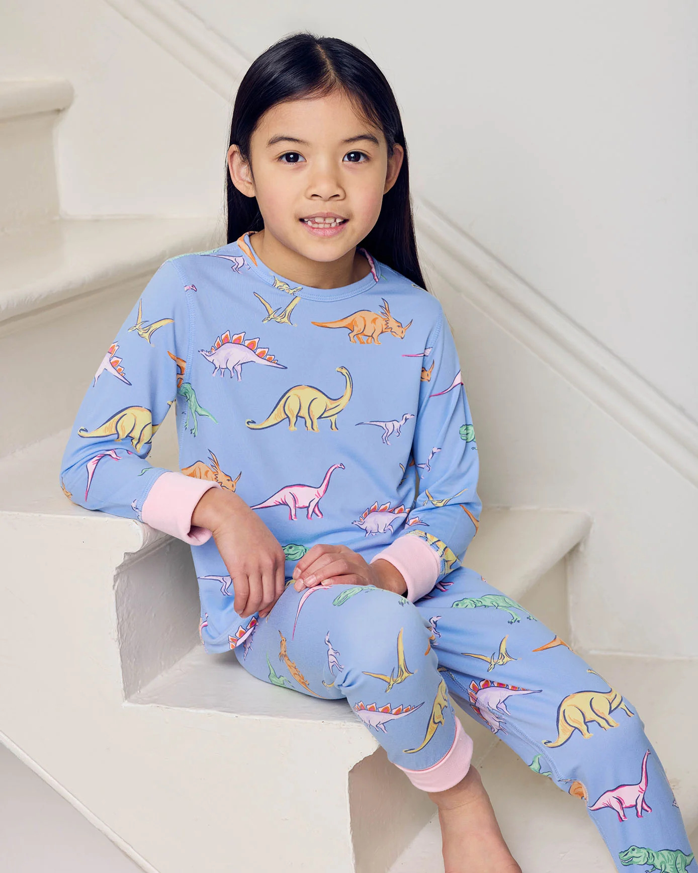 Kids Dinosaur Print Long Pyjama Set - Blue - Image 2