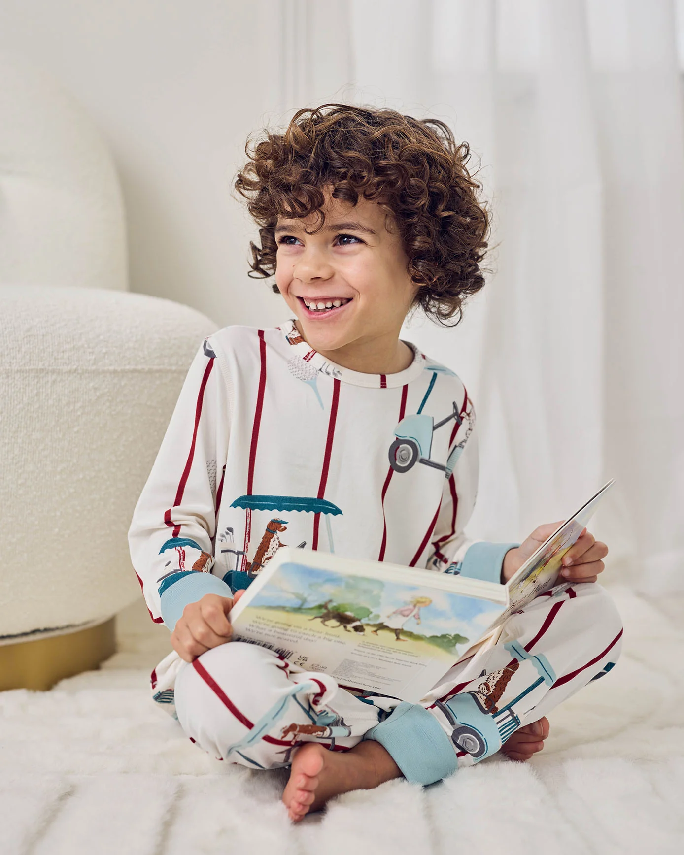 Kids Golf Dogs Stripe Print Long Pyjama Set - Image 4
