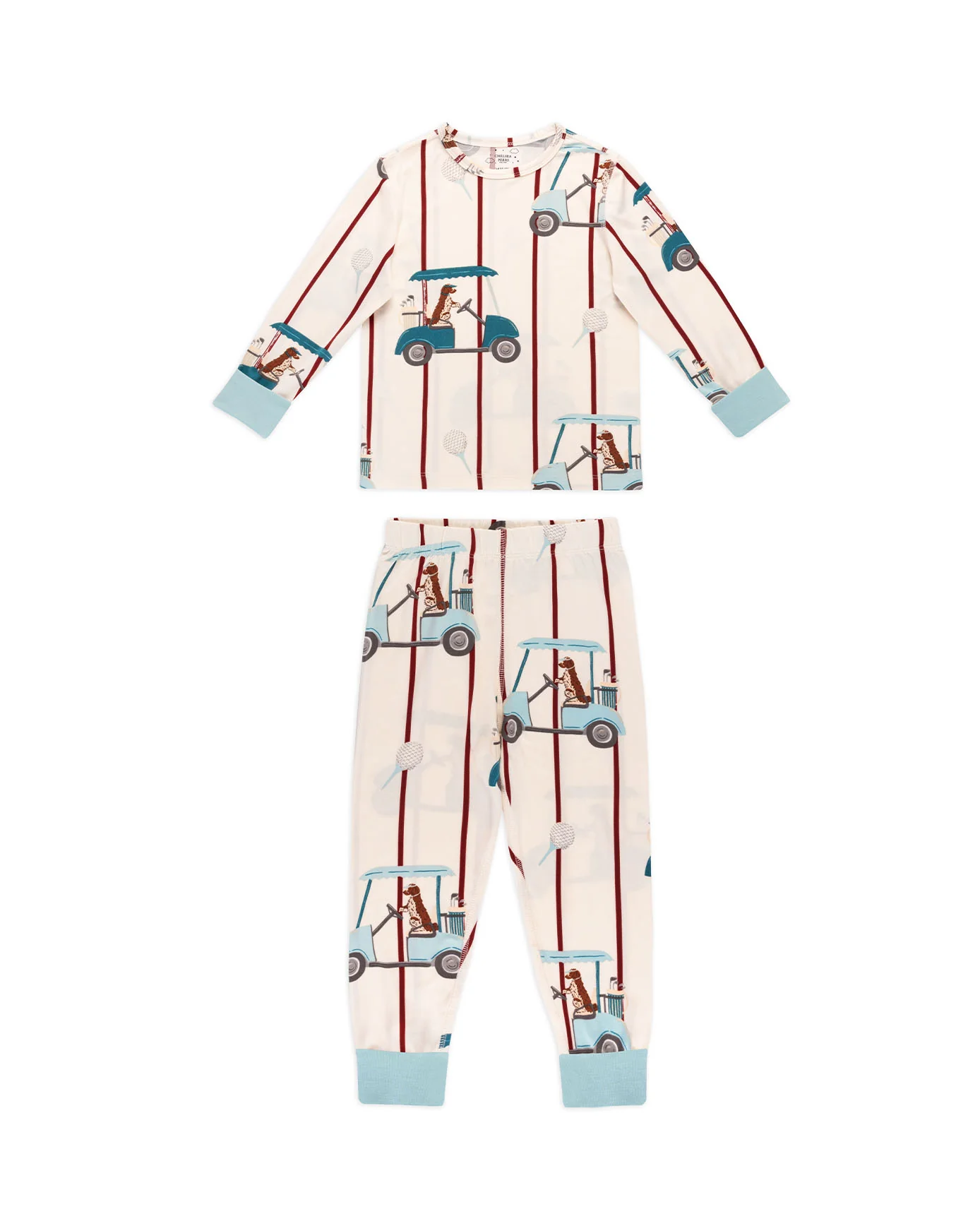 Kids Golf Dogs Stripe Print Long Pyjama Set - Image 6