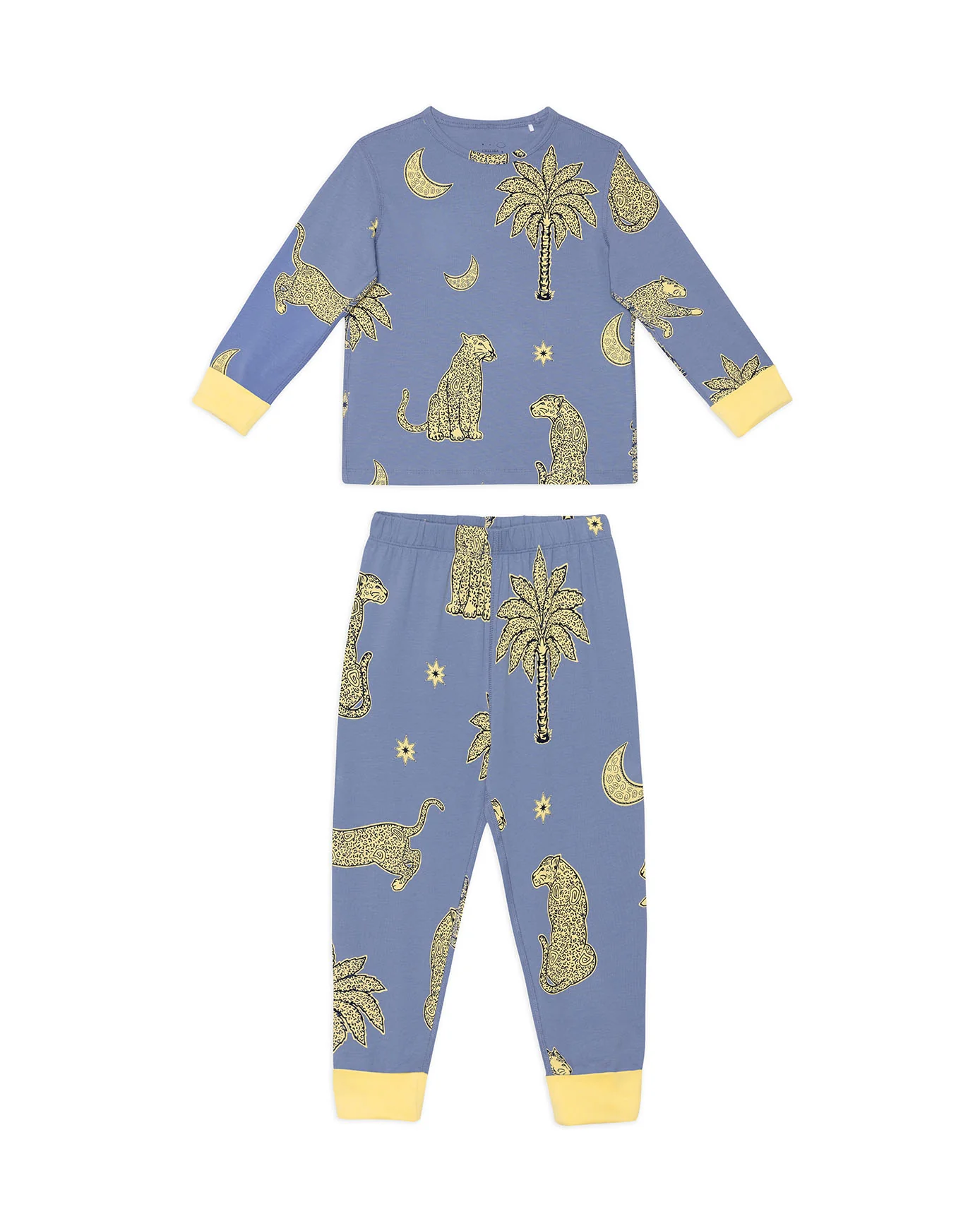 Kids Organic Cotton Midnight Leopard Print Long Pyjama Set - Image 6