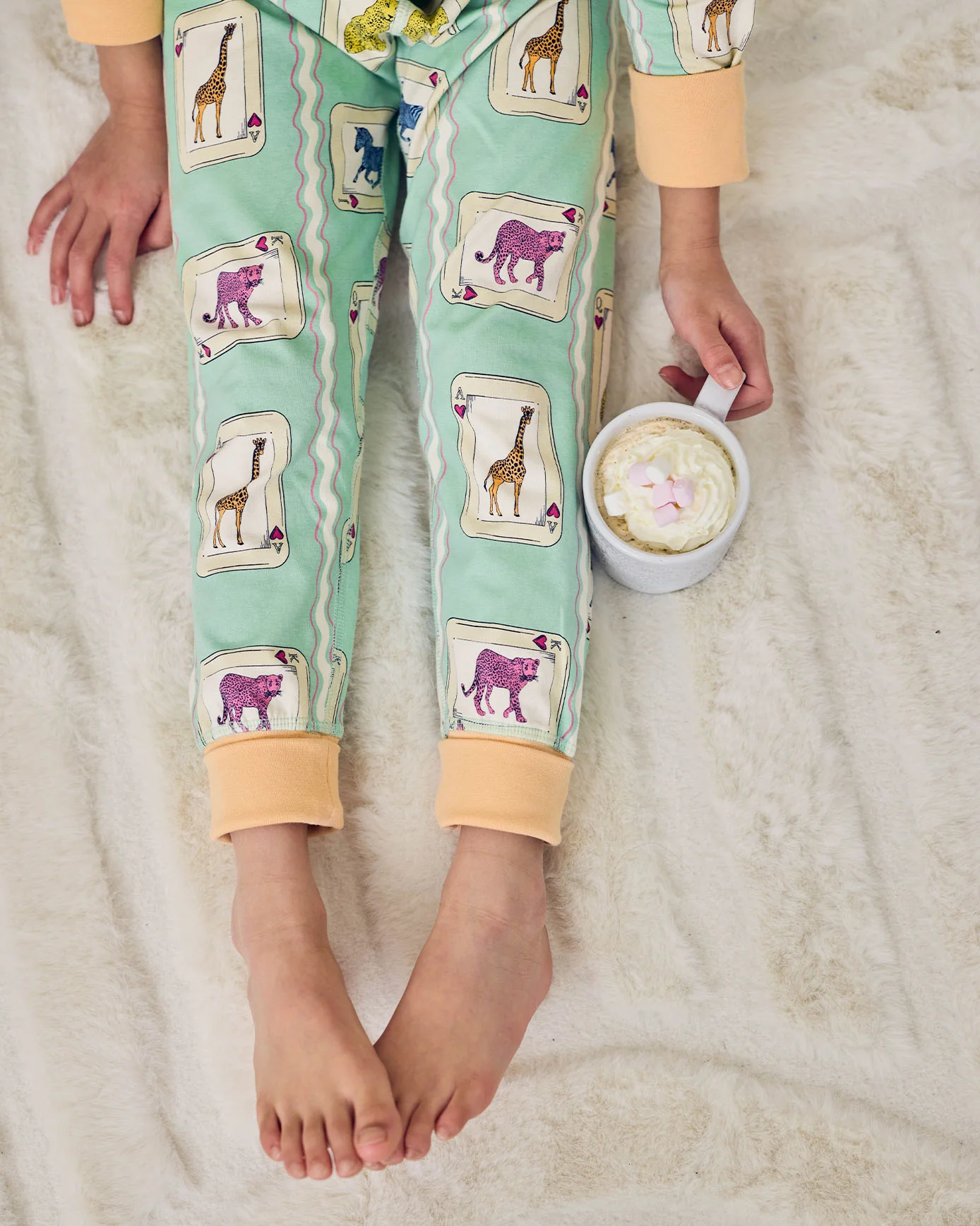 Kids Organic Cotton Playing Card Animals Print Long Pyjama Set - Image 3